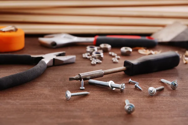 Workplace with construction tools close up — Stock Photo, Image