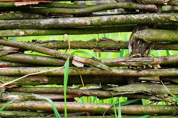 Wicker rustika staket bakgrund — Stockfoto