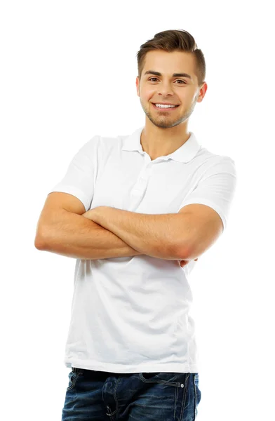 Beau Jeune Homme Isolé Sur Blanc — Photo