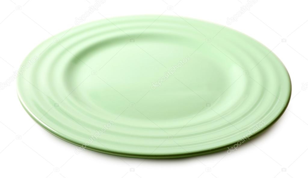 Empty colorful plate isolated on white