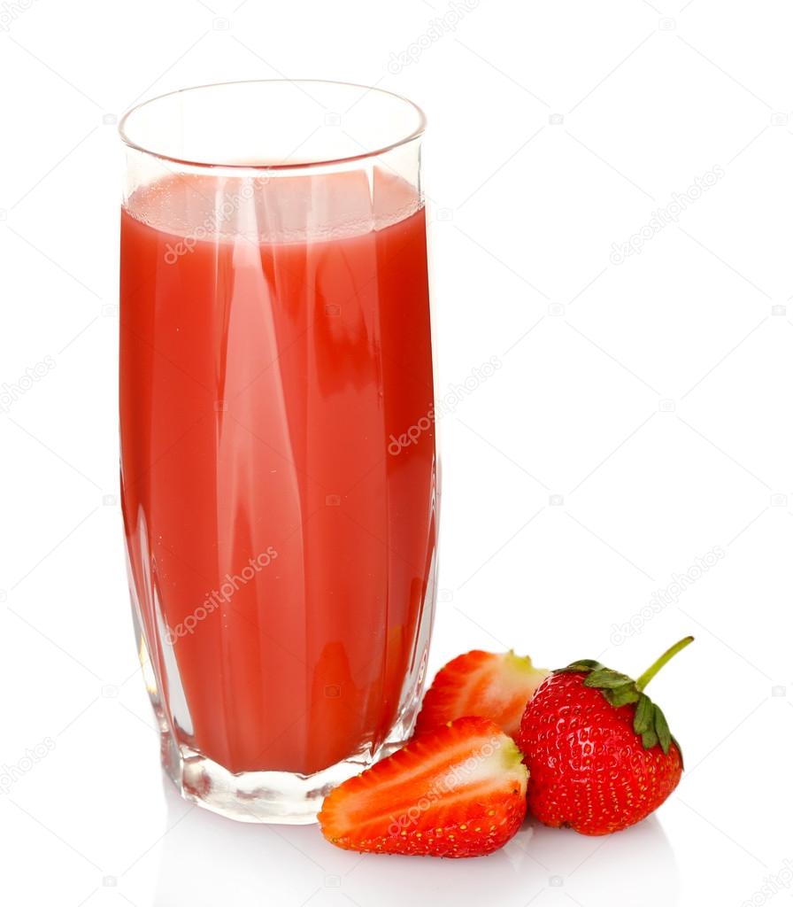 Download Glass of fresh strawberry juice isolated on white — Stock Photo © belchonock #78075338