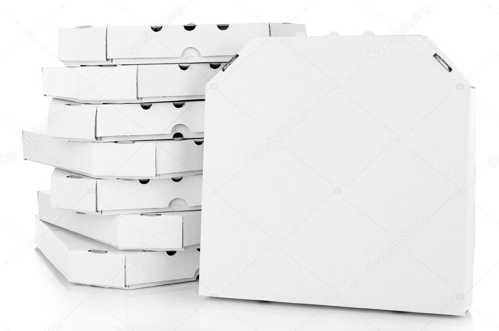 Pizza boxes isolated on white