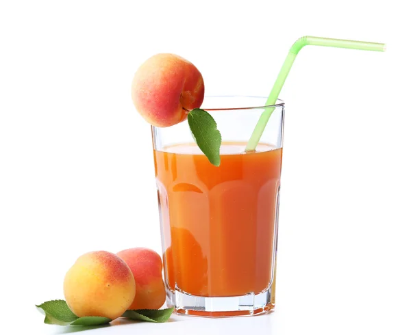 Glass of apricot juice isolated on white — Stock Photo, Image