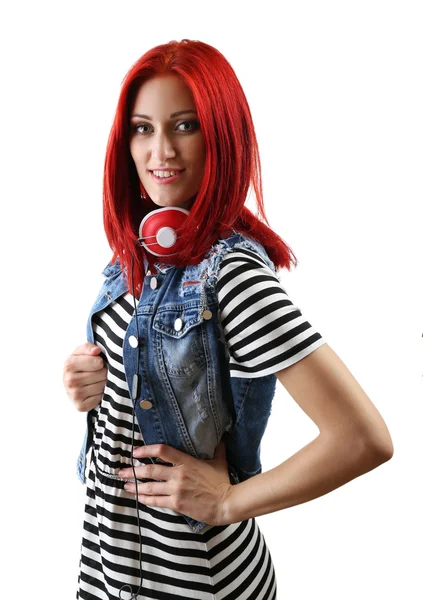 Beautiful young woman with headphones — Stock Photo, Image