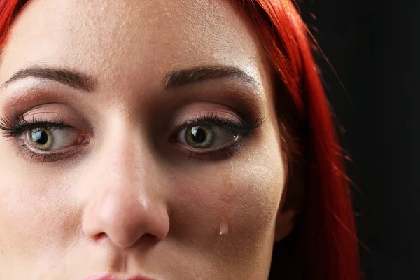 Face of woman with tear drop — Stock Photo, Image