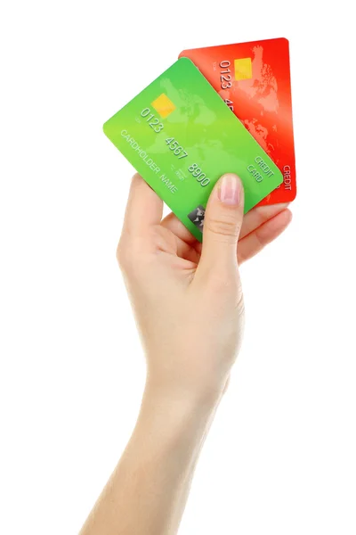 Hand holding credit cards — Stock Photo, Image
