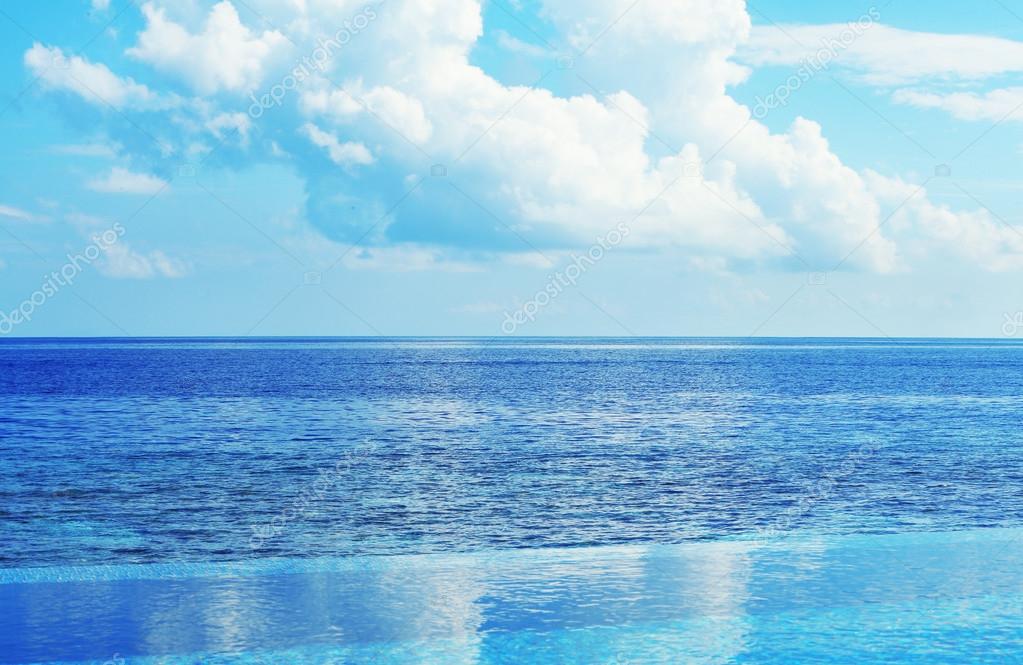 View of beautiful blue ocean water in resort