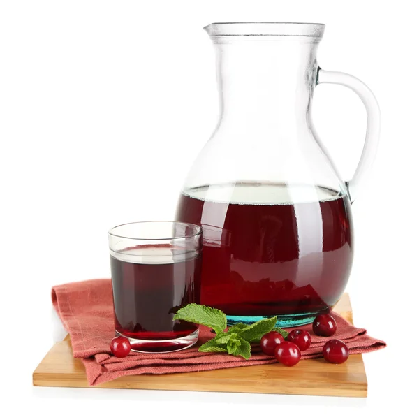 Glass of cherry juice isolated on white — Stock Photo, Image