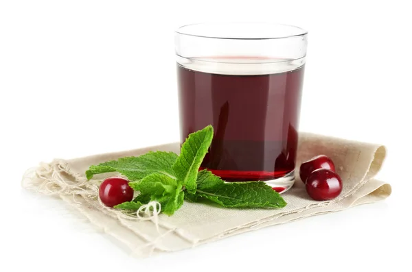 Glass of cherry juice isolated on white — Stock Photo, Image