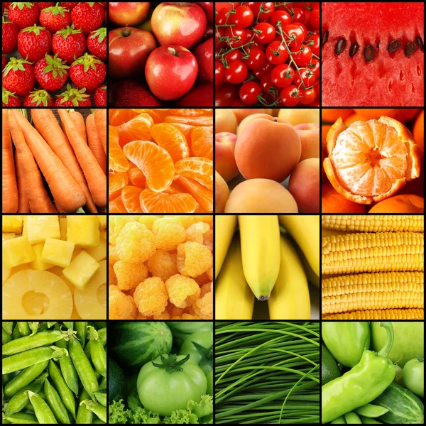 Collage with tasty fruits and vegetables — Stock Photo, Image