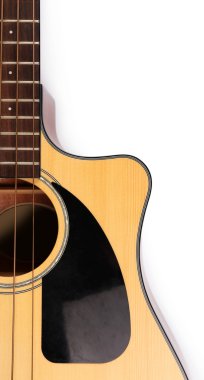 akustik gitar üzerinde beyaz izole