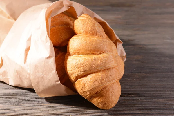 Delicious croissants on table close-up — Stock Photo, Image