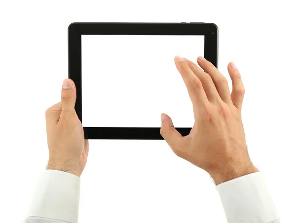 Mannelijke handen met Tablet PC — Stockfoto
