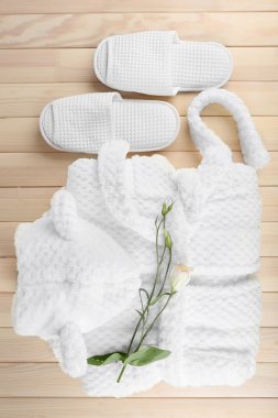 Bathrobe and slippers clipart
