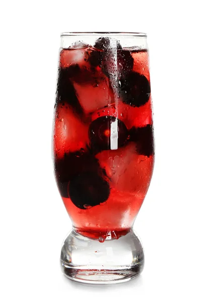 Glass of cherry juice isolated on white — Stock Photo, Image