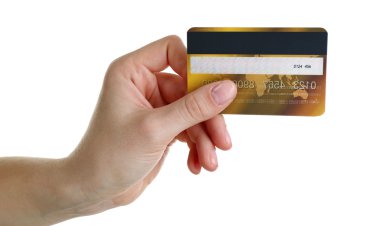 El ele tutuşma kartı, beyazla izole edilmiş.