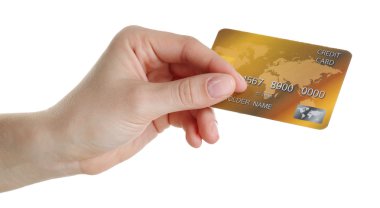 El ele tutuşma kartı, beyazla izole edilmiş.