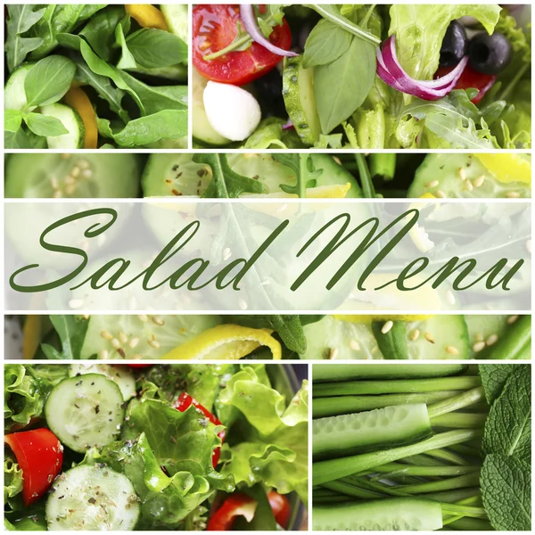 Renkli ve lezzetli salata karışımı kolaj — Stok fotoğraf