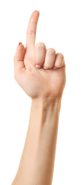 Weibliche Hand isoliert auf weiß — Stockfoto