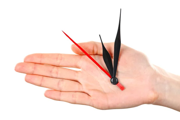 Hand holding clock arrows — Stock Photo, Image