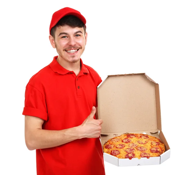 ダン ボールのピザの配達の少年 — ストック写真