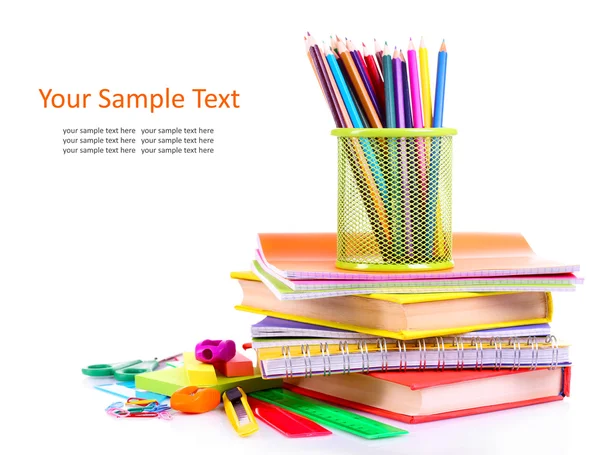 School supplies isolated on white — Stock Photo, Image