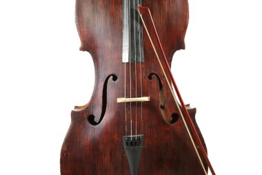 Çello üzerine beyaz izole