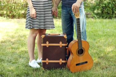 Vintage çanta ile Çift