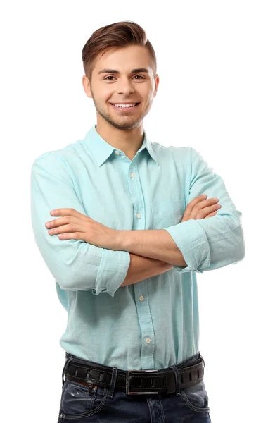 Beau jeune homme isolé sur blanc — Photo