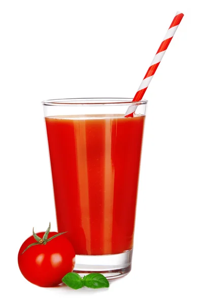 Glass of tomato juice isolated on white — Stock Photo, Image