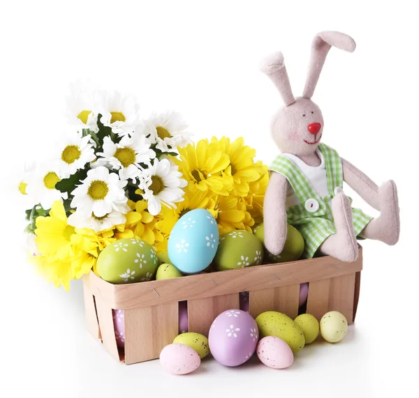 Easter bunny with painted Easter eggs — Stock Photo, Image