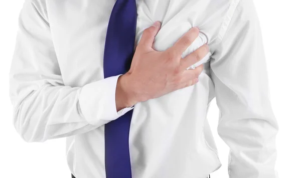 Man having chest pain — Stock Photo, Image