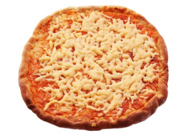 peynirli pizza üzerinde beyaz izole