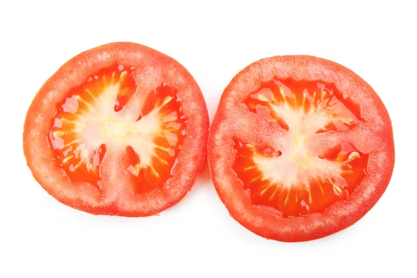 Tomatenscheiben isoliert auf weiß — Stockfoto