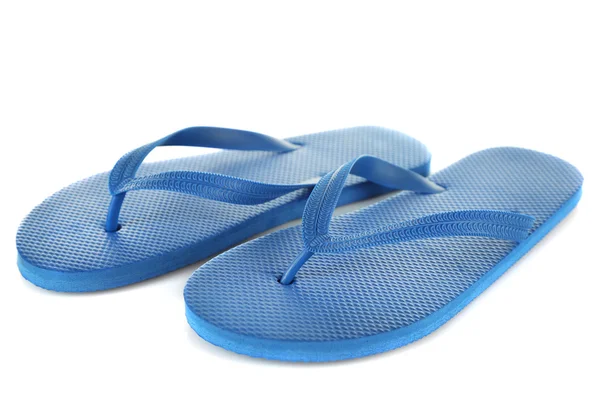 Modré plážovou obuv izolovaných na bílém — Stock fotografie
