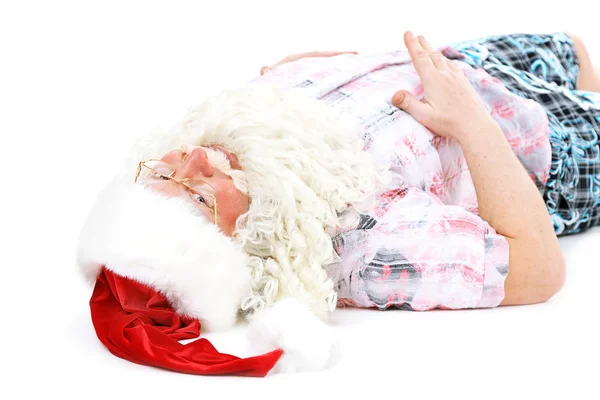 Papai Noel descansando em férias, isolado em branco — Fotografia de Stock