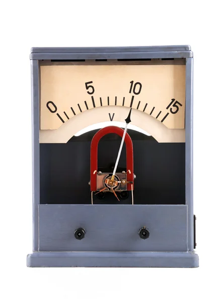 Vintage voltmeter isolerad på vit — Stockfoto