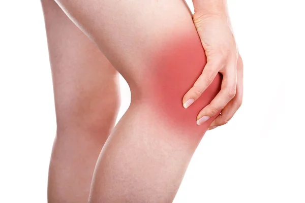 Young woman with knee pain — Stock Photo, Image