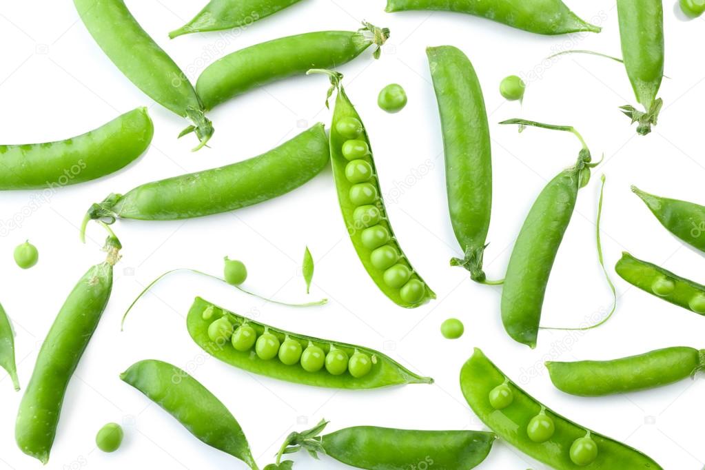 Fresh green peas close up