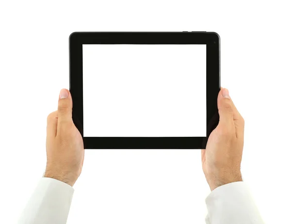 Male hands holding tablet — Stock Photo, Image