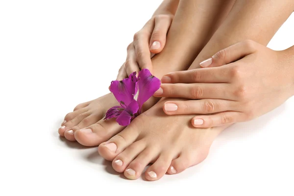 Feet at spa pedicure procedure — Stock Photo, Image