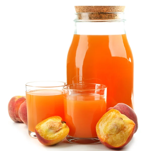 Peach juice isolated on white — Stock Photo, Image