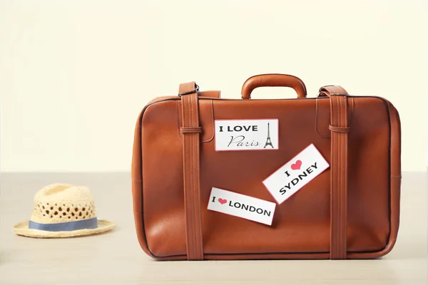 Suitcase with stickers — Stock Photo, Image
