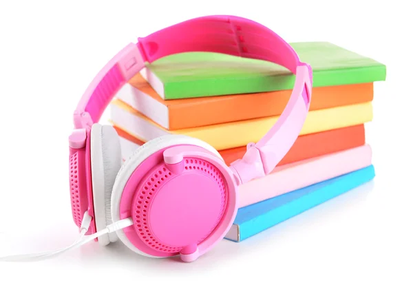 Libros y auriculares como concepto de audiolibros — Foto de Stock