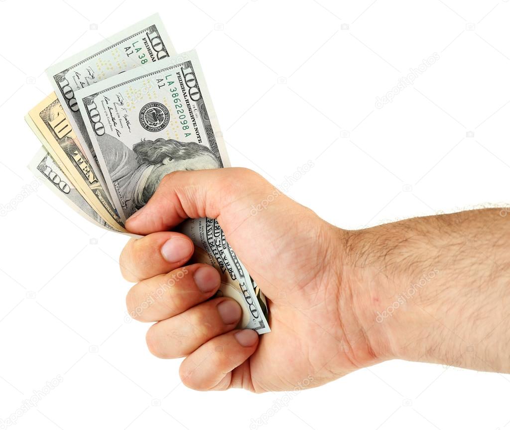 Male hand holding money