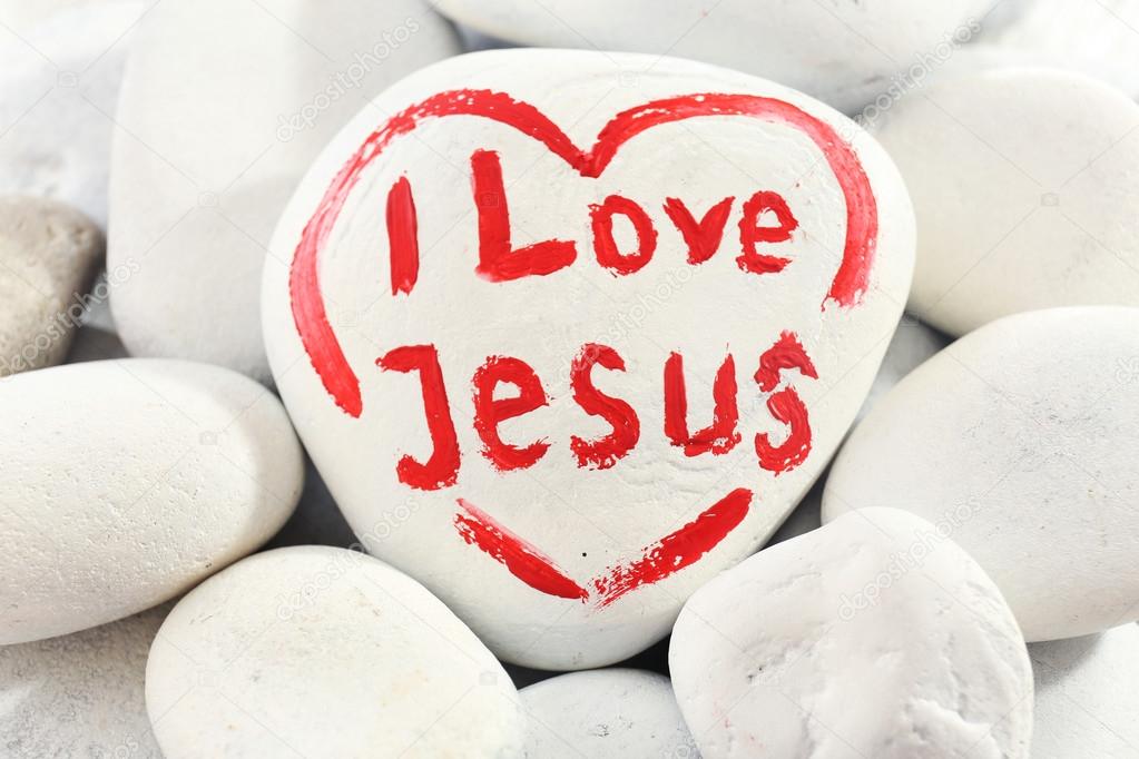 Pebbles with inscription I LOVE JESUS