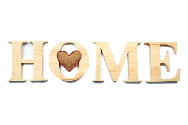 Lettres décoratives formant mot HOME avec coeur isolé sur blanc — Photo