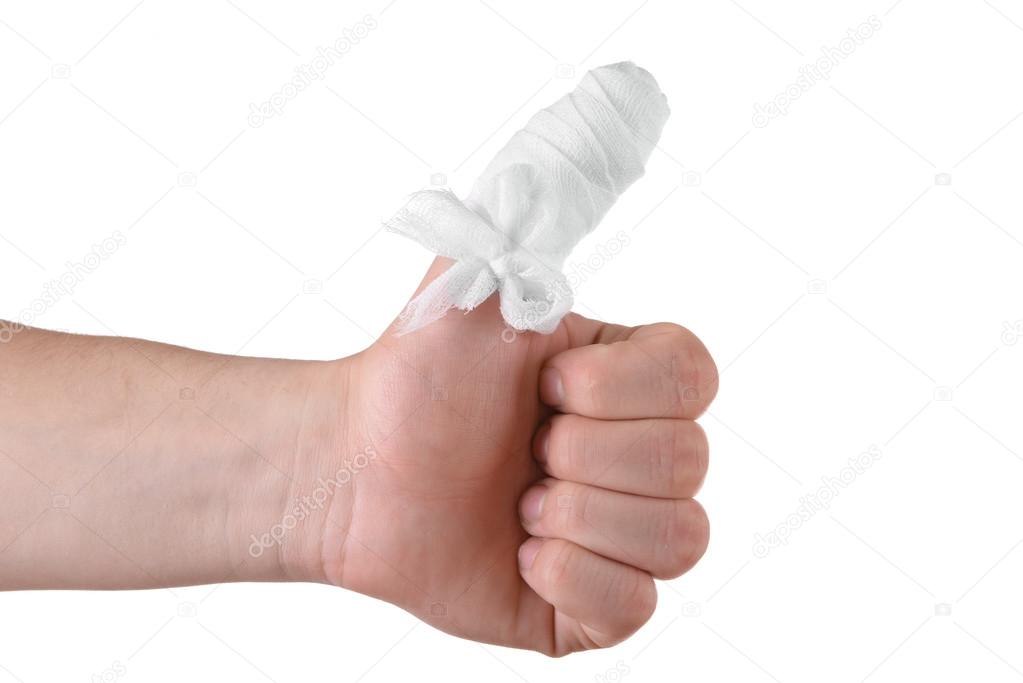 Bandage On Finger Isolated On White Stock Photo, Picture and