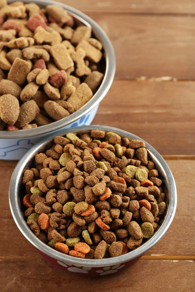 Dog food in bowls — Stock Photo, Image