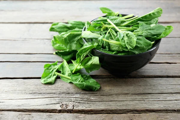 Ciotola di foglie di spinaci freschi — Foto Stock